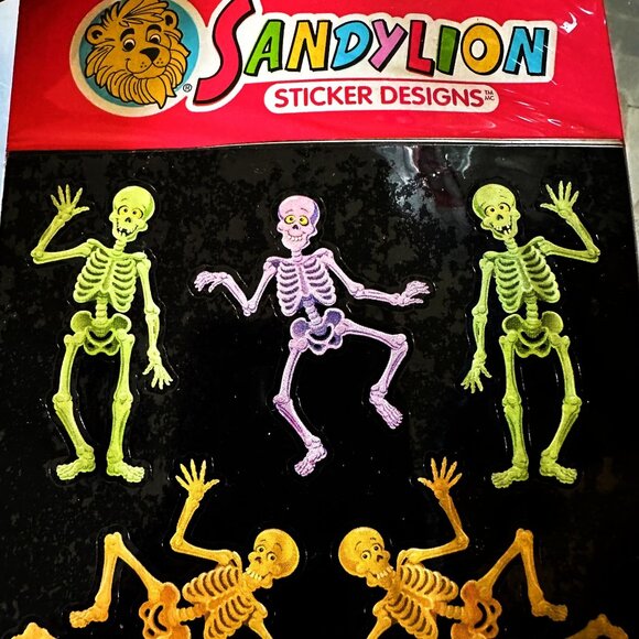 Vintage Sandylion Skeleton Stickers Halloween New Sealed Rare Goth Scrap… - Picture 2 of 10